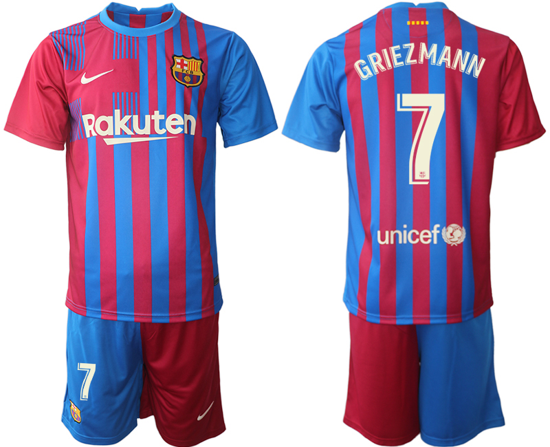 Men 2021-2022 Club Barcelona home red #7 Nike Soccer Jerseys